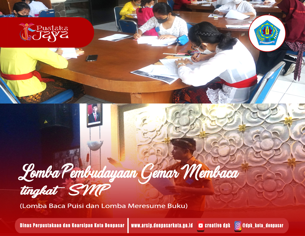 Lomba tingkat SMP pada kegiatan Pembudayaan Gemar Membaca tingkat Daerah Kabupaten/Kota dalam rangka memeriahkan Hari Kunjung Perpustakaan dan Bulan Gemar Membaca Tahun 2022